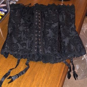 Black satin corset